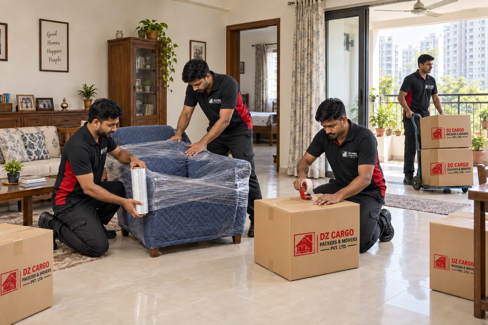 DZ Cargo branded illustration of household packing