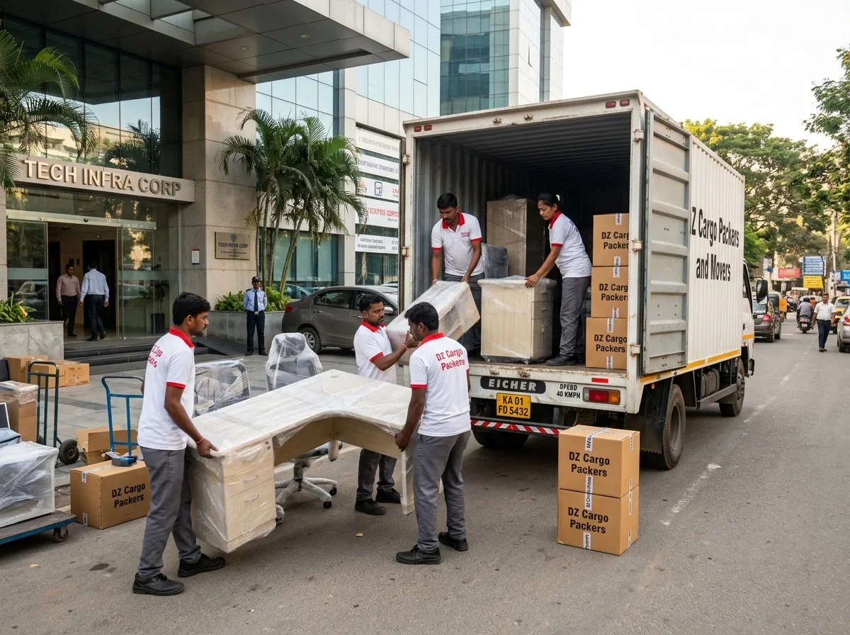Office furniture moving project by DZ Cargo Packers and Movers