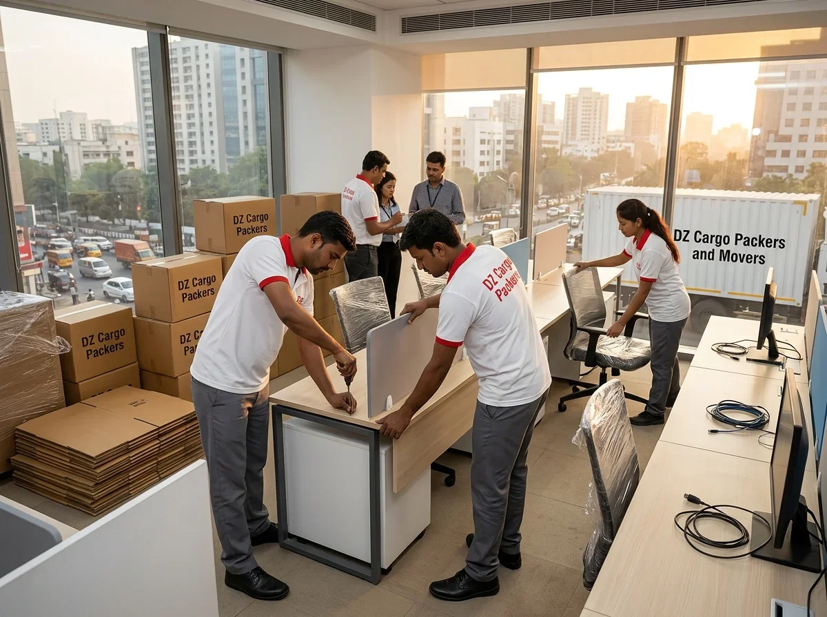 Office setup after relocation completed by DZ Cargo Packers