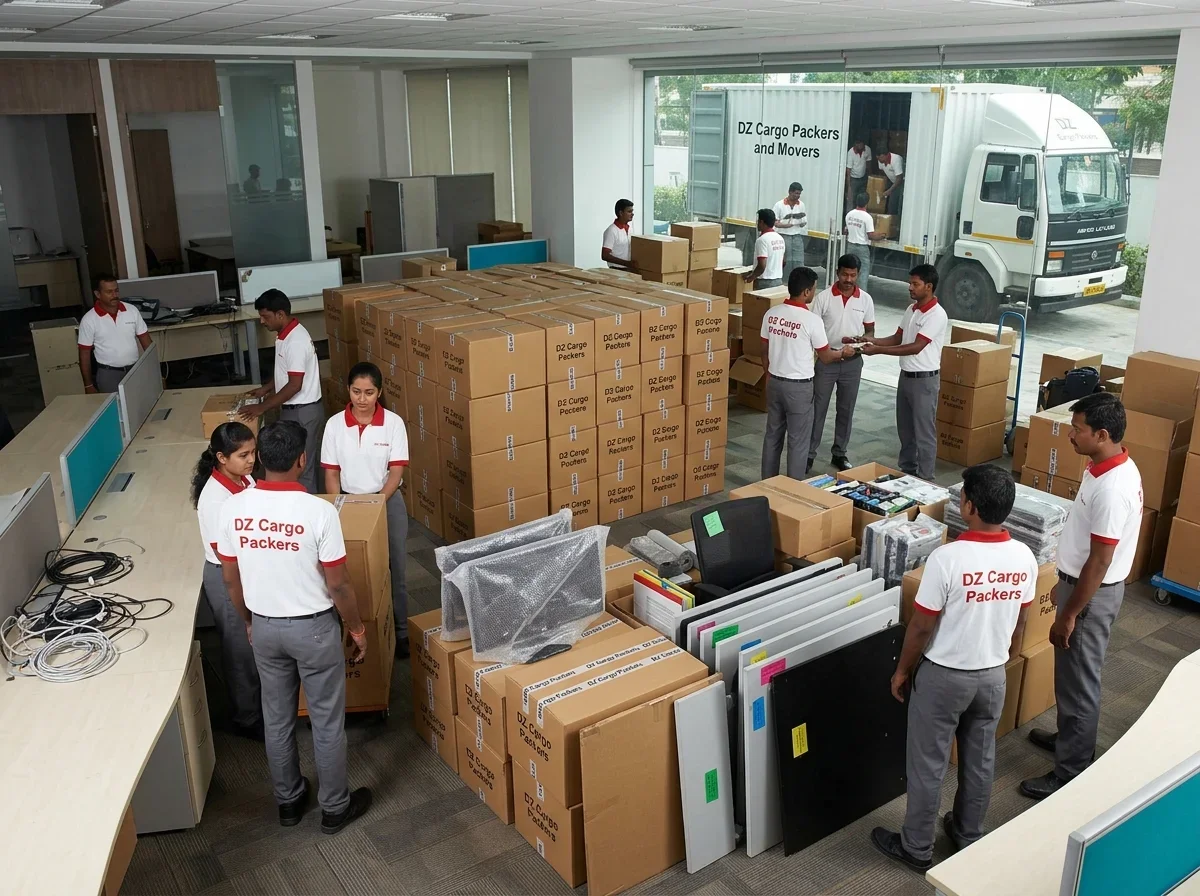 Corporate office shifting project by DZ Cargo Packers and Movers